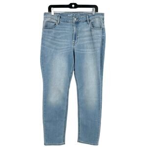 Old Navy Size 14 Petite High Rise Wow‎ Straight Cut Blue Jeans Denim Pants Light